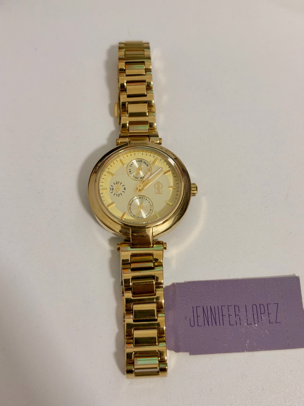 Jennifer Lopez Gold Tone Multi-Function Bracelet Watch